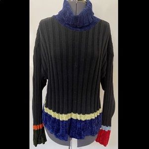 VINTAGE 1990s COUSIN JOHNNY ANTHROPOLOGIE SWEATER RIBBED CHENILLE TURTLENECK L